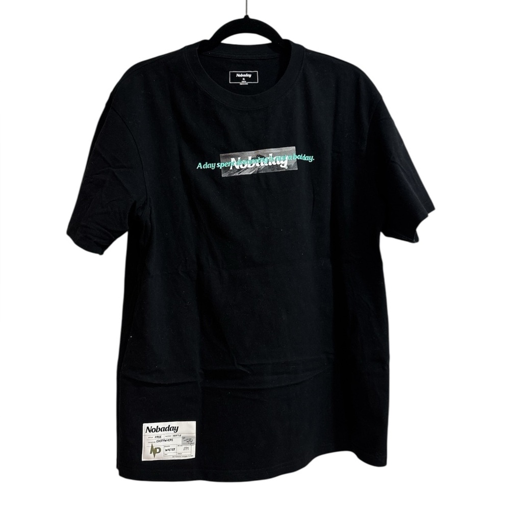 NOBADAY Black Short Sleeve Tee with Graphic Design sz L